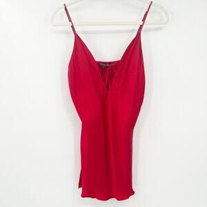 Magic Silk Womens Y2K Coquette 100% Silk Lace Up Cami Mini Slip Babydoll Dress M